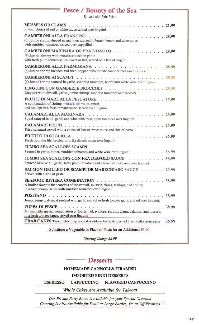Tarantella Restaurant - Medford, NJ menu_pic