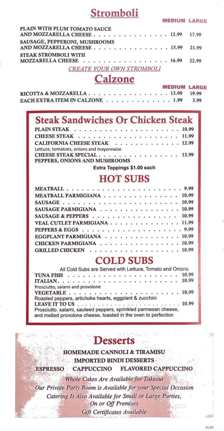 Tarantella Restaurant - Medford, NJ menu_pic