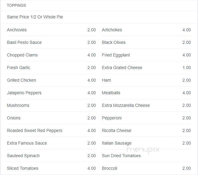 Toscani & Sons Deli - New Paltz, NY menu_pic