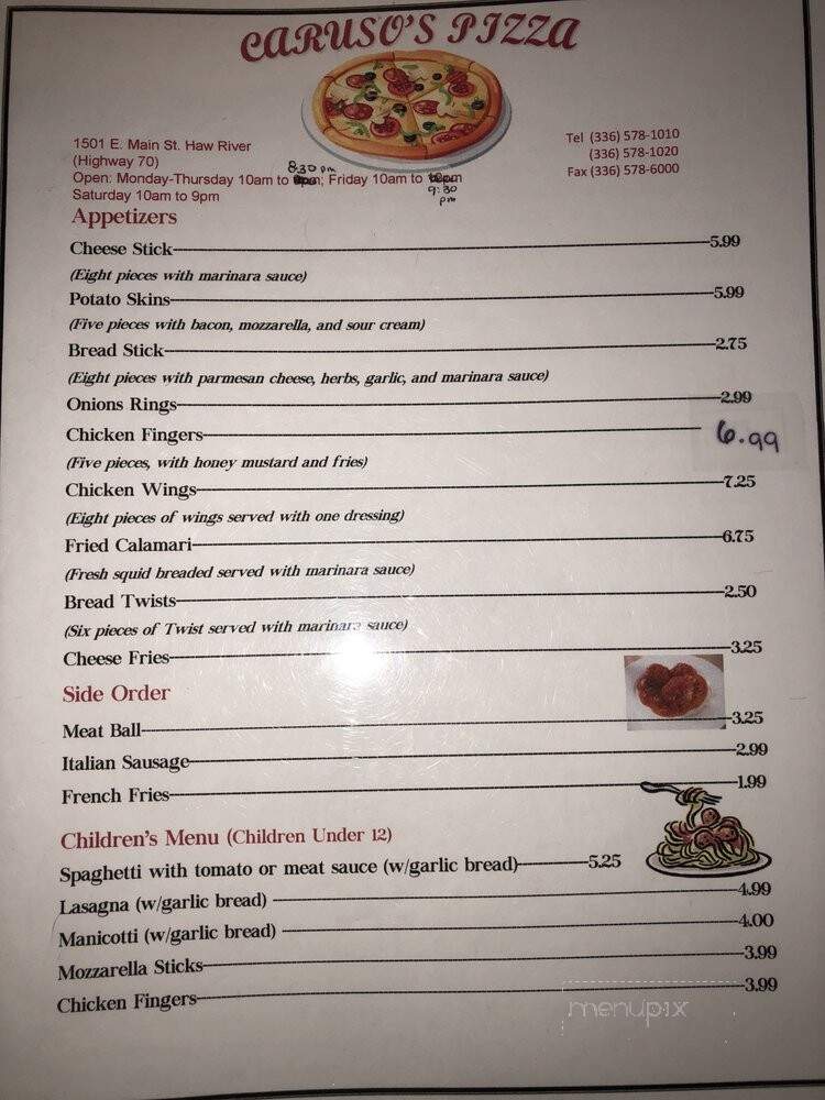 Caruso's - Mebane, NC menu_pic