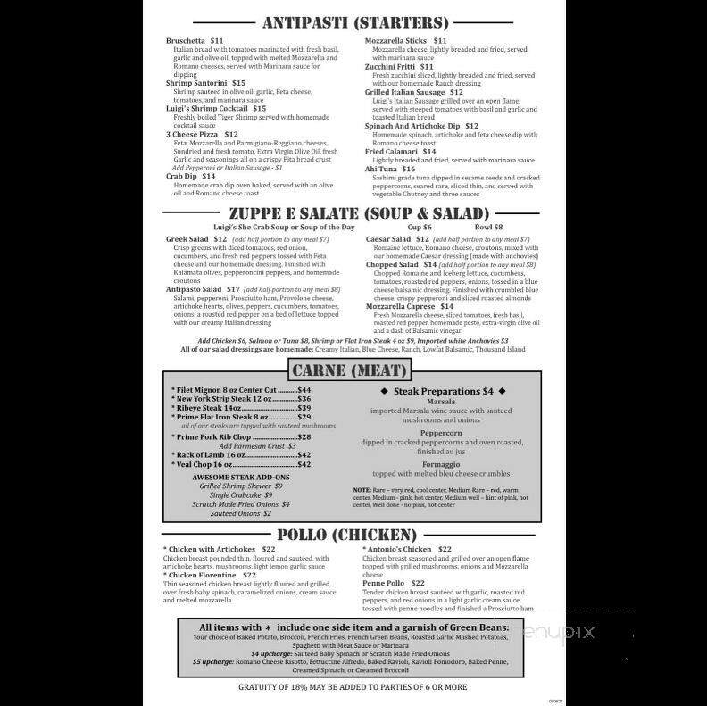 Luigi's - Fayetteville, NC menu_pic