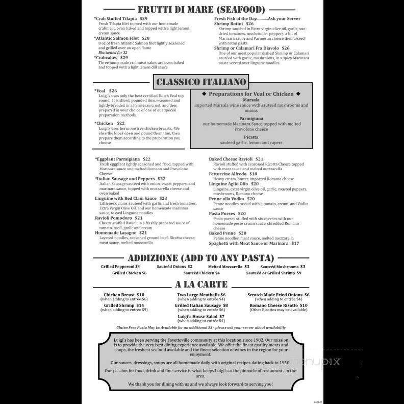 Luigi's - Fayetteville, NC menu_pic