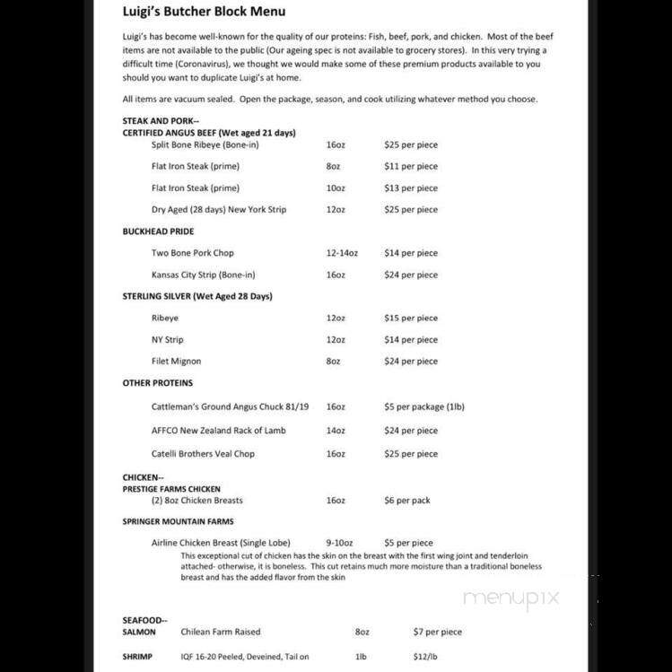 Luigi's - Fayetteville, NC menu_pic