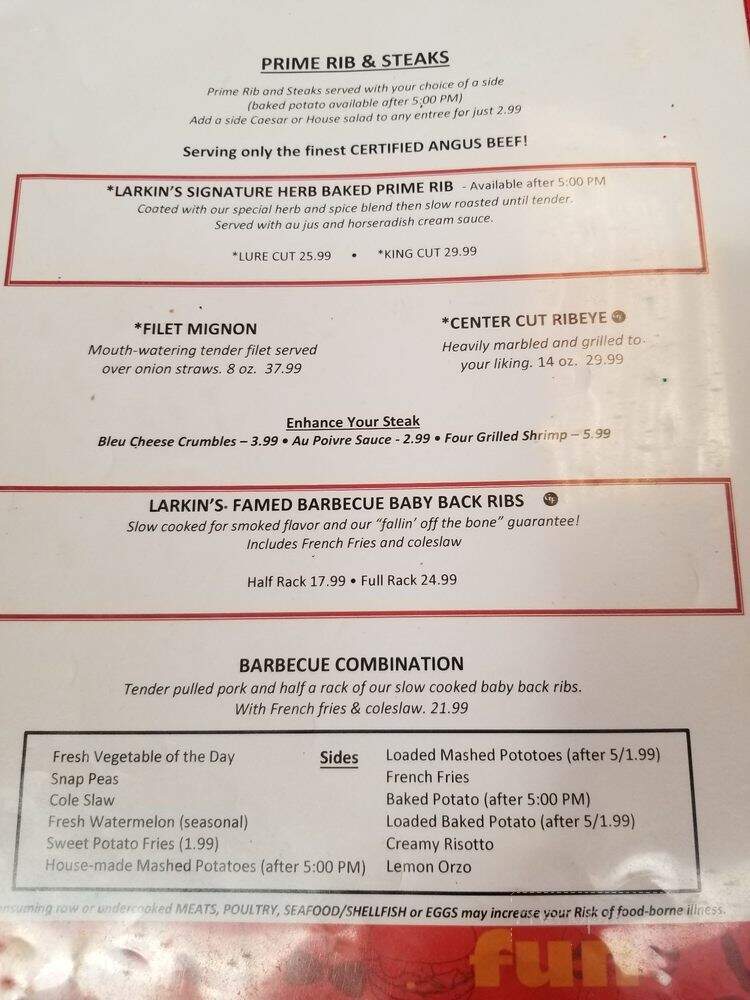 Larkin's On The Lake - Lake Lure, NC menu_pic