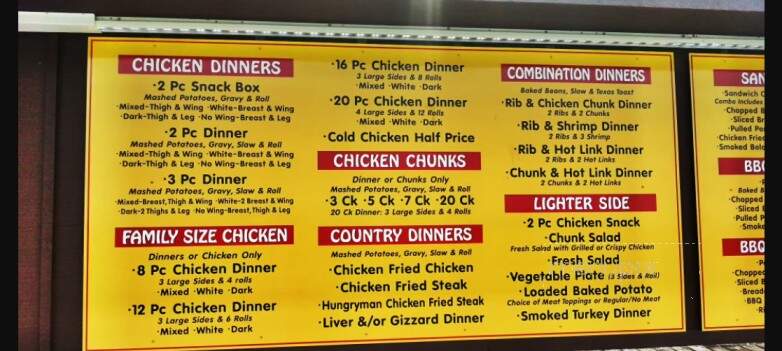 Charlie's Chicken & Barbecue - Mcalester, OK menu_pic