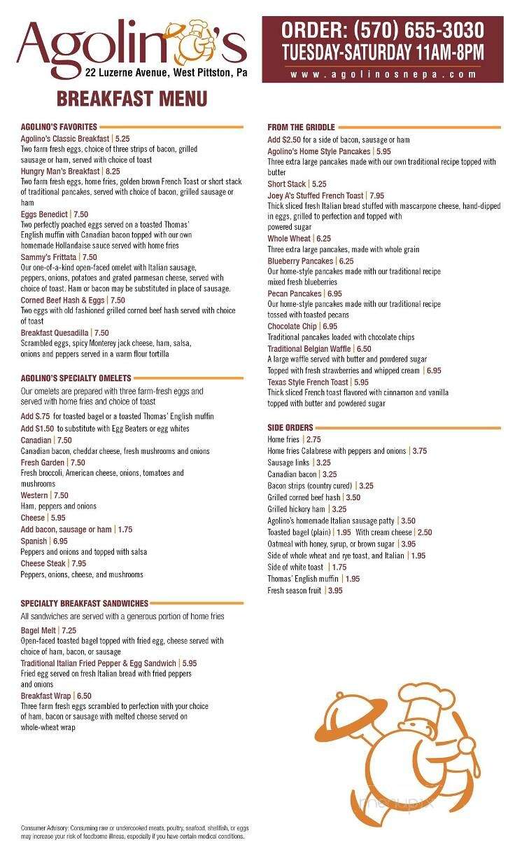 Agolino's Char Grill Restaurant - West Pittston, PA menu_pic