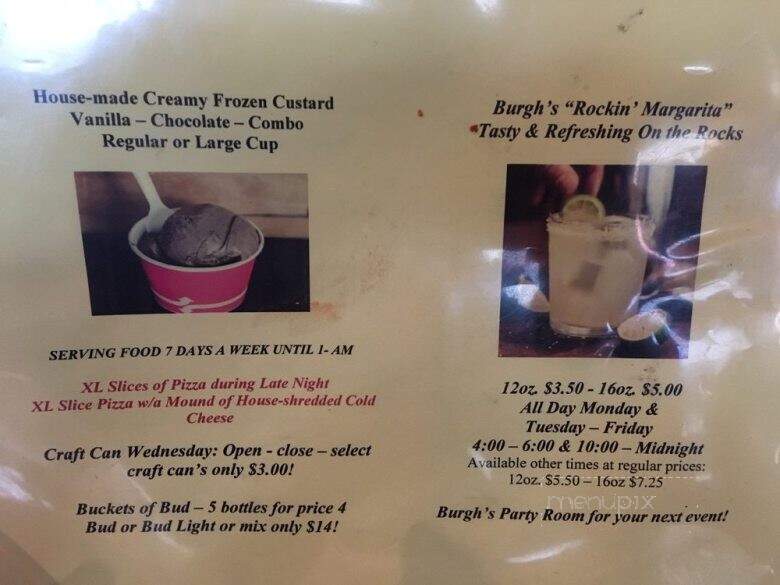 Burgh's Pizza & Wing Pub - Bridgeville, PA menu_pic