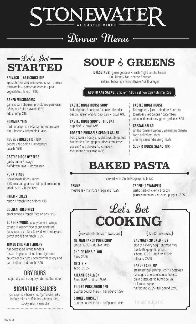 Stonewater at Castle Ridge - Centralia, IL menu_pic