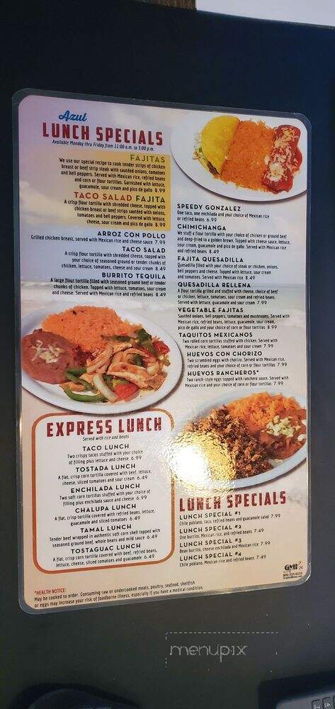 Azul Tequila Bar & Grill - St Joseph, MI menu_pic