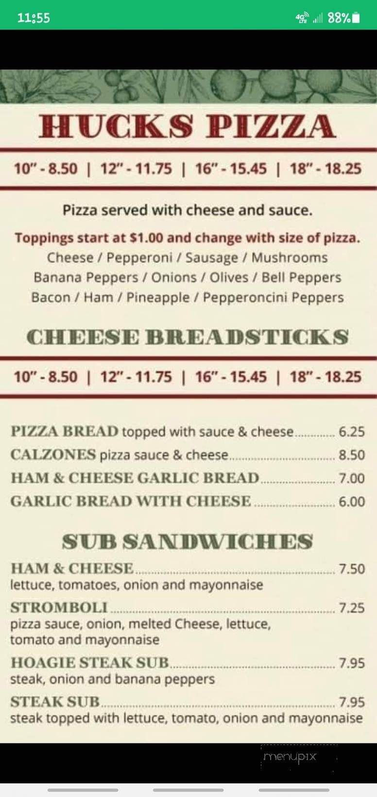 Huckleberry's - Louisa, KY menu_pic