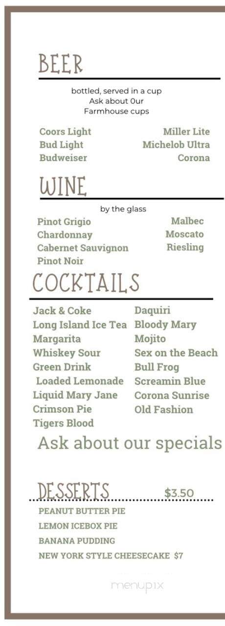 Farmhouse - Lineville, AL menu_pic