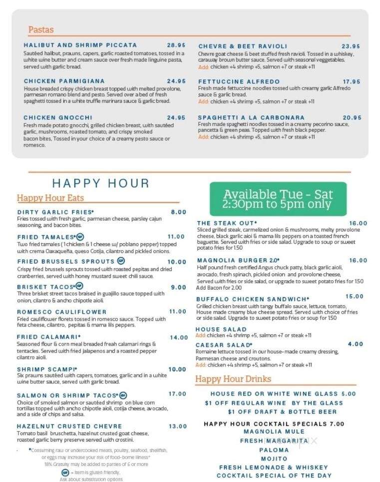 Magnolia Grill - Silverton, OR menu_pic