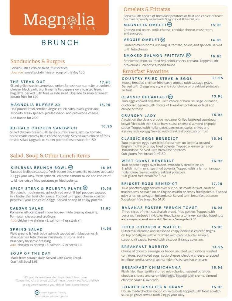 Magnolia Grill - Silverton, OR menu_pic