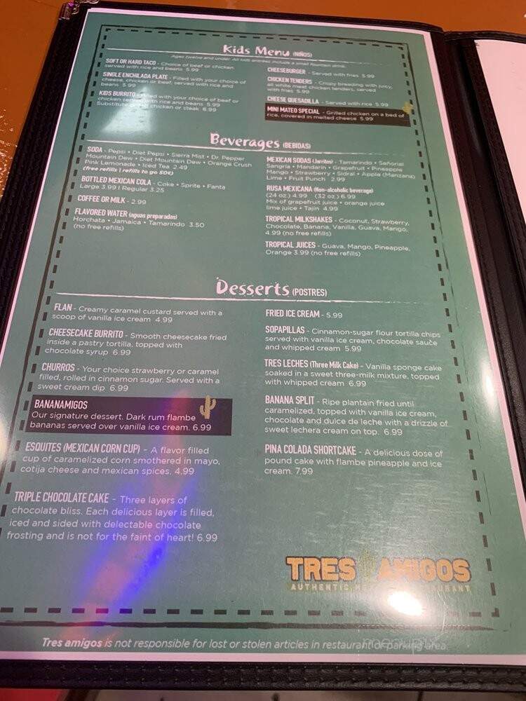 Tres Amigos - Georgetown, KY menu_pic
