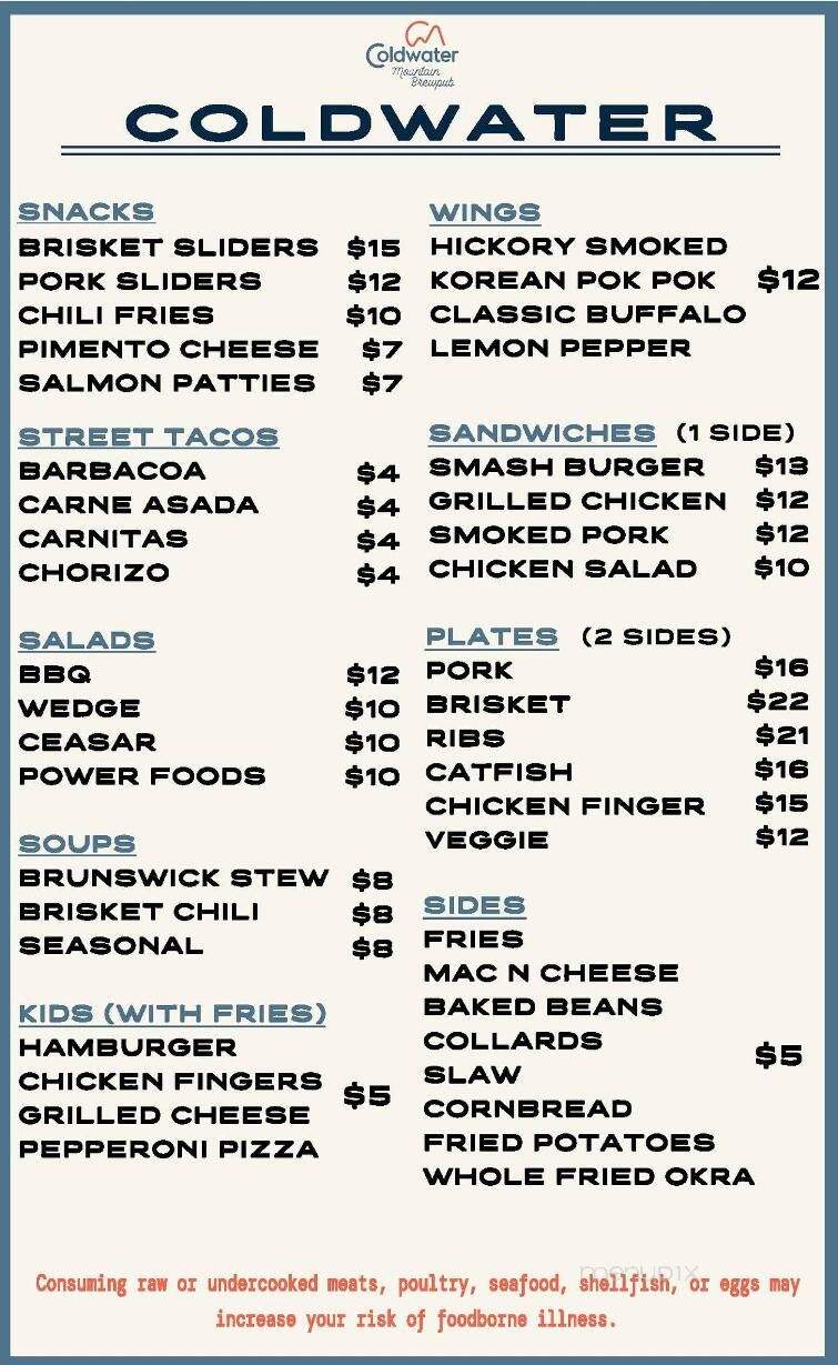 Coldwater Mountain Brewpub - Anniston, AL menu_pic