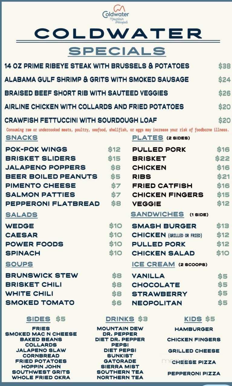 Coldwater Mountain Brewpub - Anniston, AL menu_pic