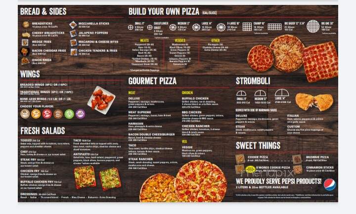 Fox's outlet pizza menu