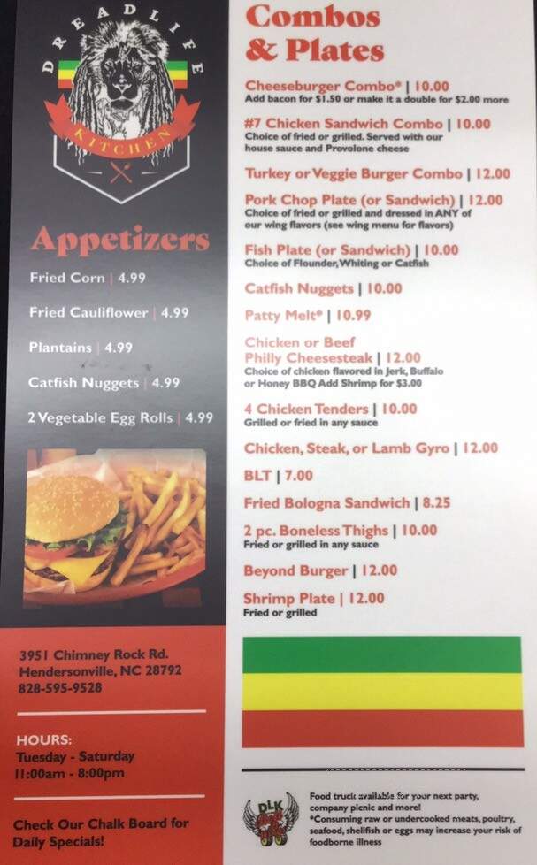 Dreadlife Kitchen - Hendersonville, NC menu_pic
