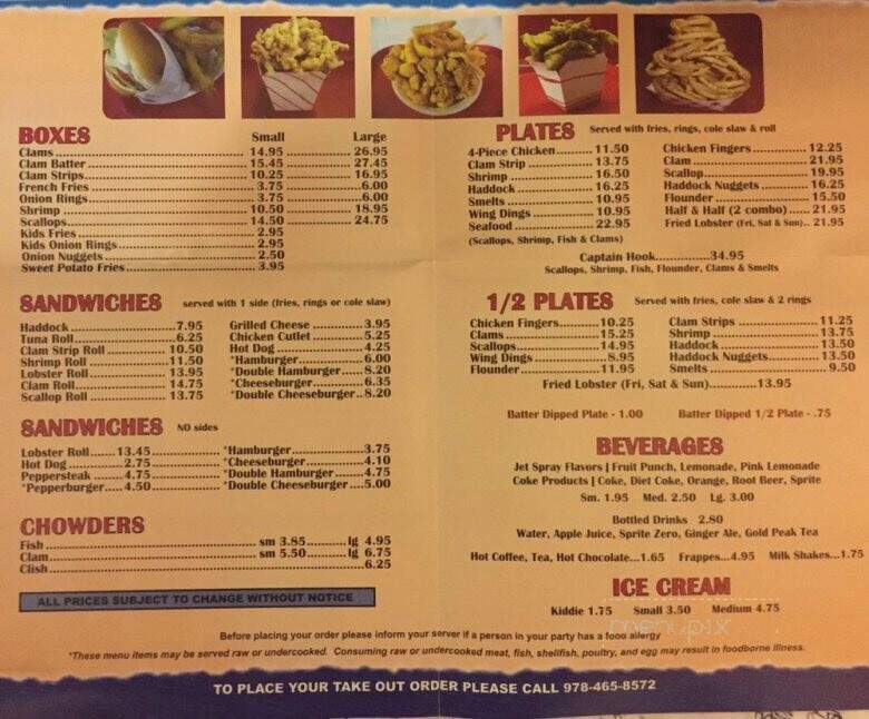 Lena's Seafood - Salisbury, MA menu_pic