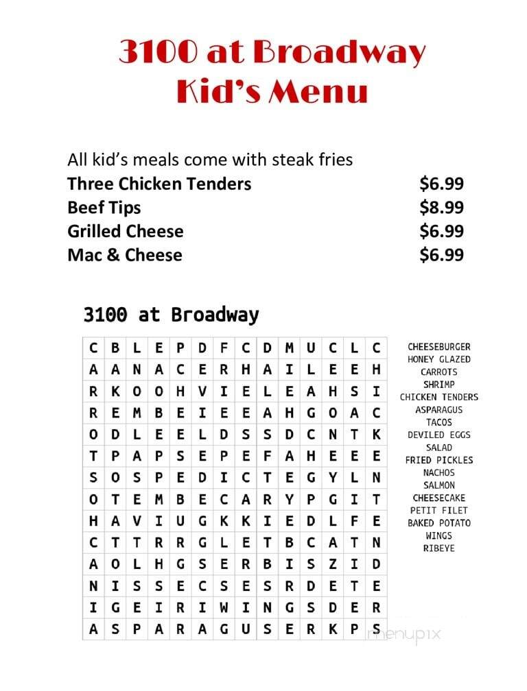3100 at Broadway - Paducah, KY menu_pic