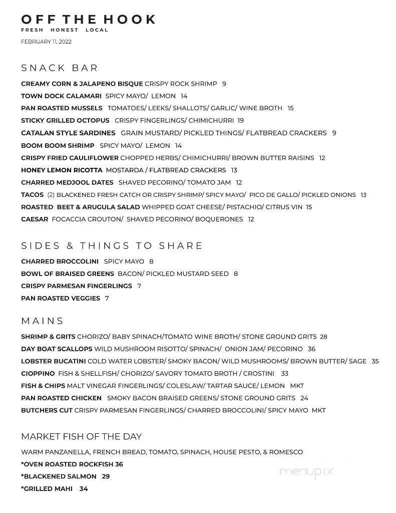 Off The Hook - Bethany Beach, DE menu_pic