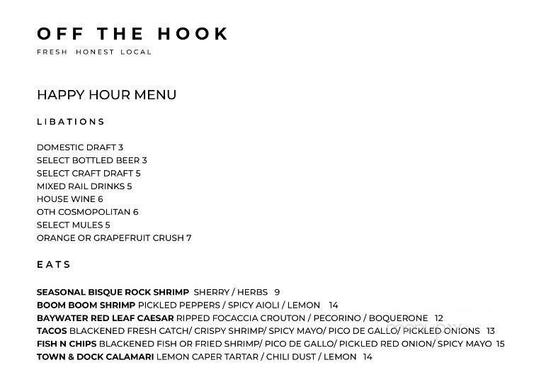 Off The Hook - Bethany Beach, DE menu_pic