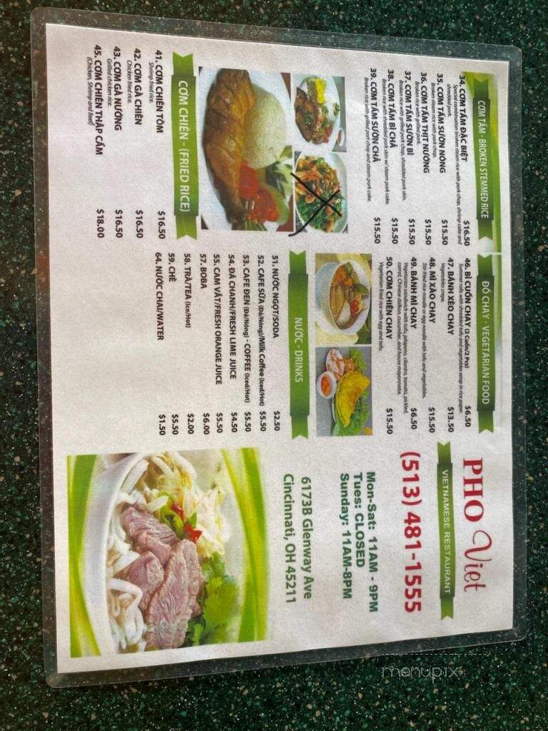 Pho Viet - Cincinnati, OH menu_pic