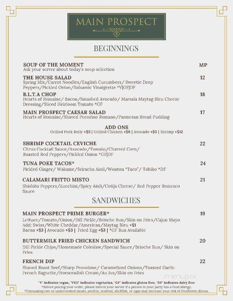Main Prospect - Southampton, NY menu_pic