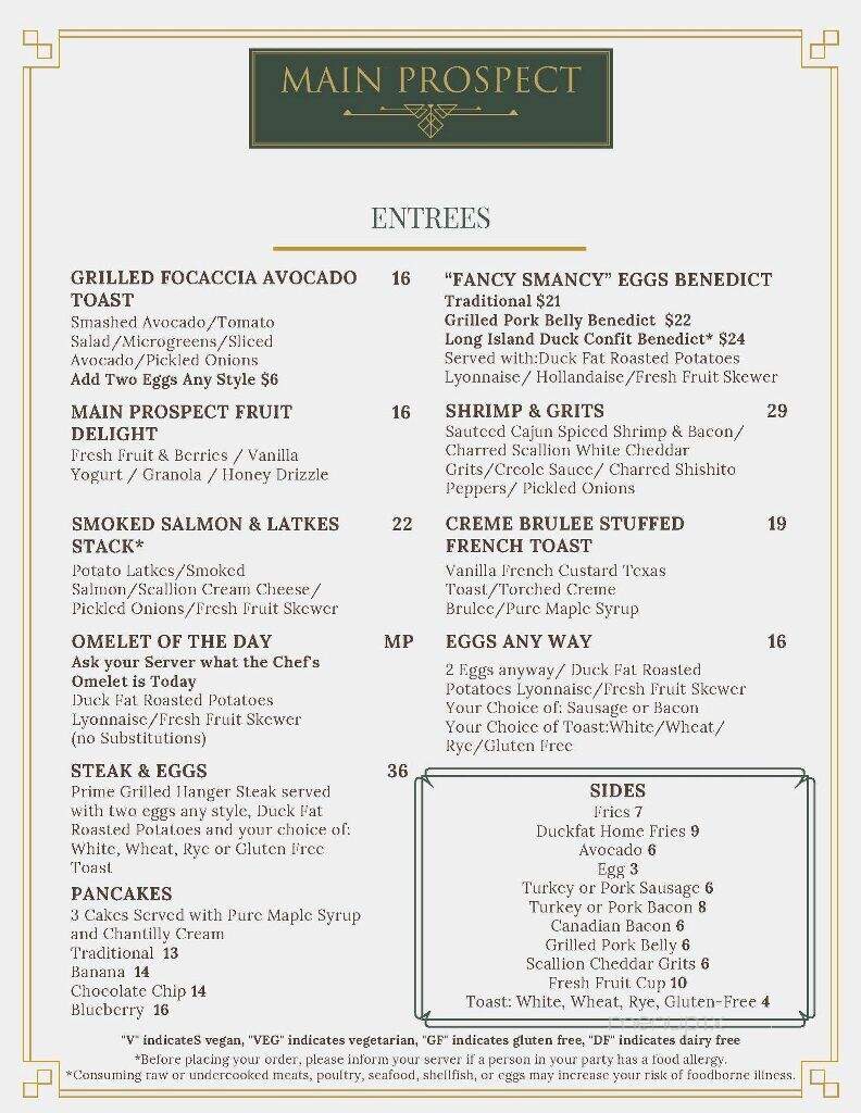 Main Prospect - Southampton, NY menu_pic