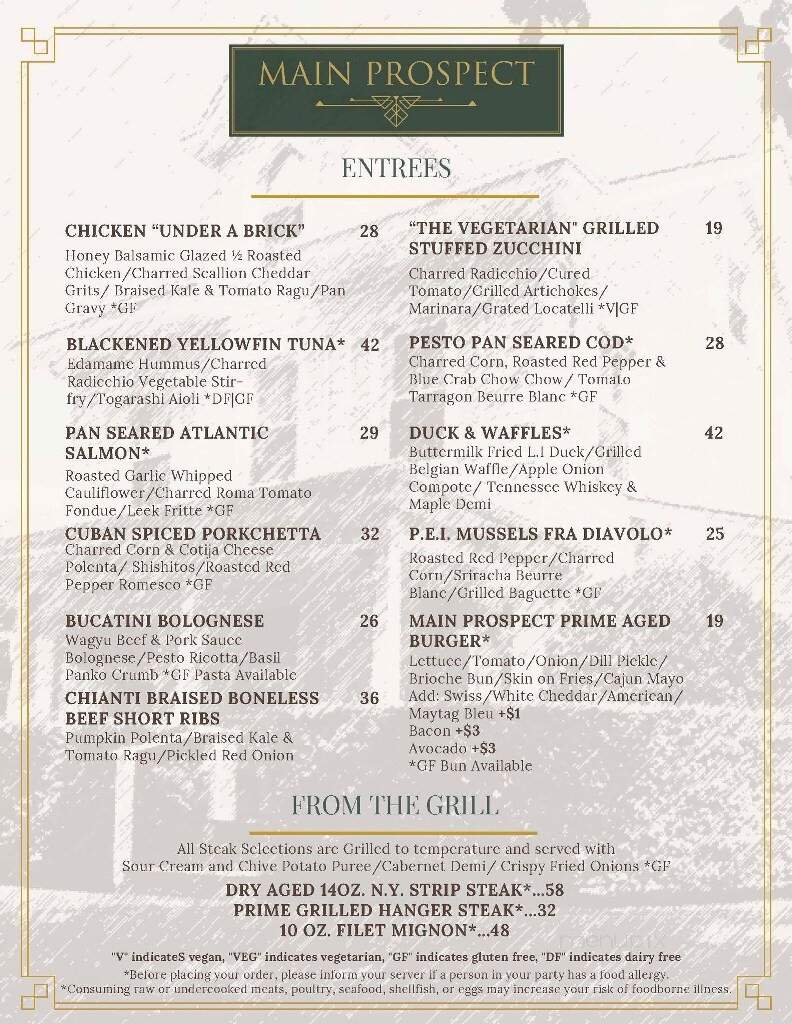 Main Prospect - Southampton, NY menu_pic