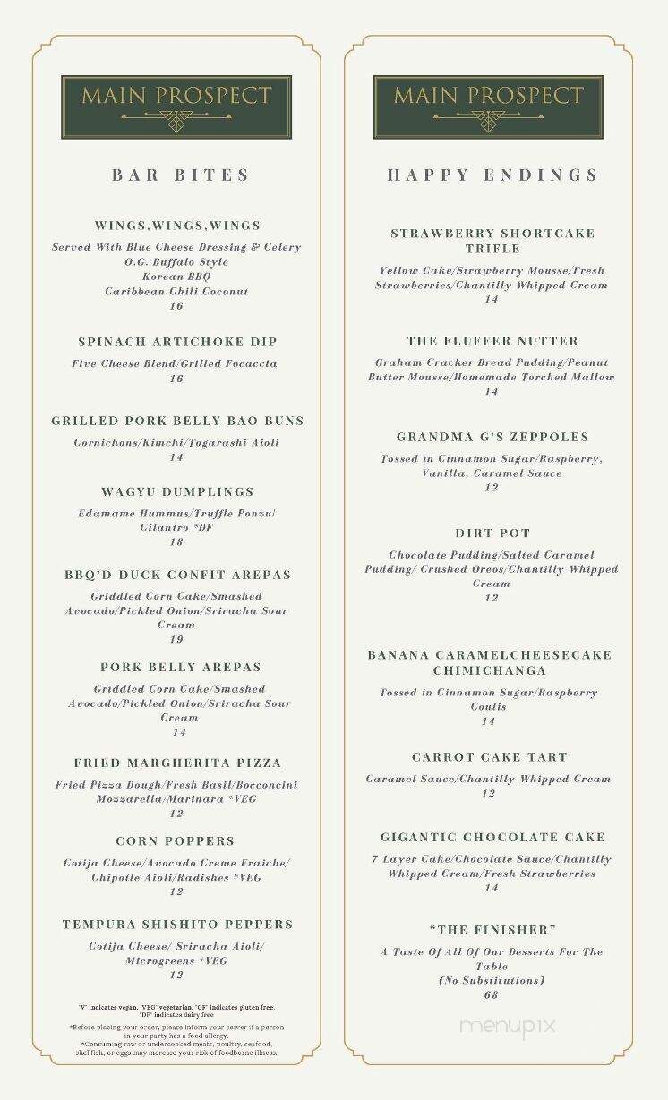 Main Prospect - Southampton, NY menu_pic
