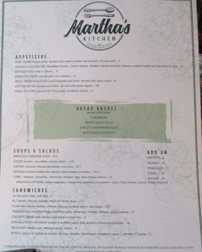 Martha's Kitchen - New Kent, VA menu_pic