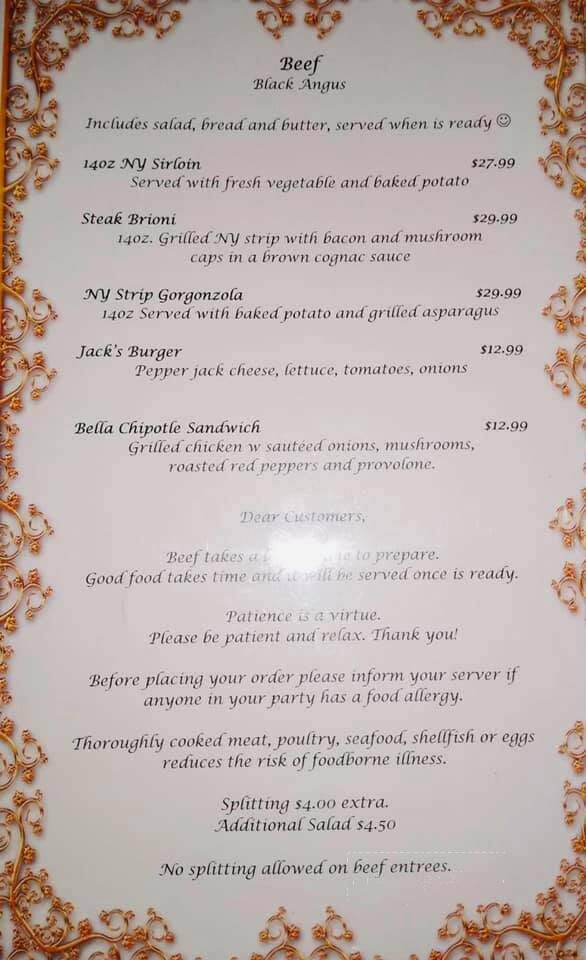 Bella Notte - Brattleboro, VT menu_pic