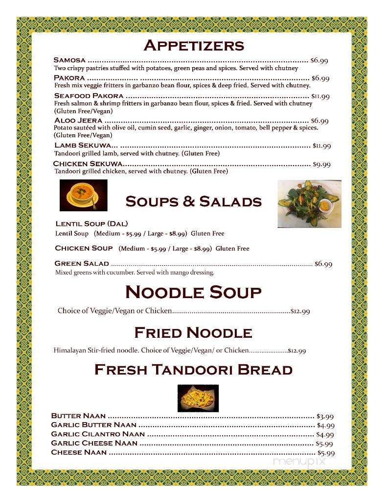 Himalayan Restaurant - Coos Bay, OR menu_pic