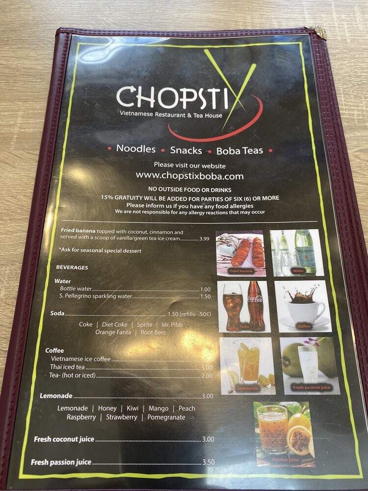 Chopstix - Carmel, CA menu_pic