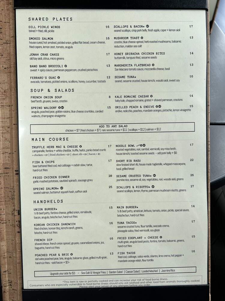 Union & Main - East Greenwich, RI menu_pic