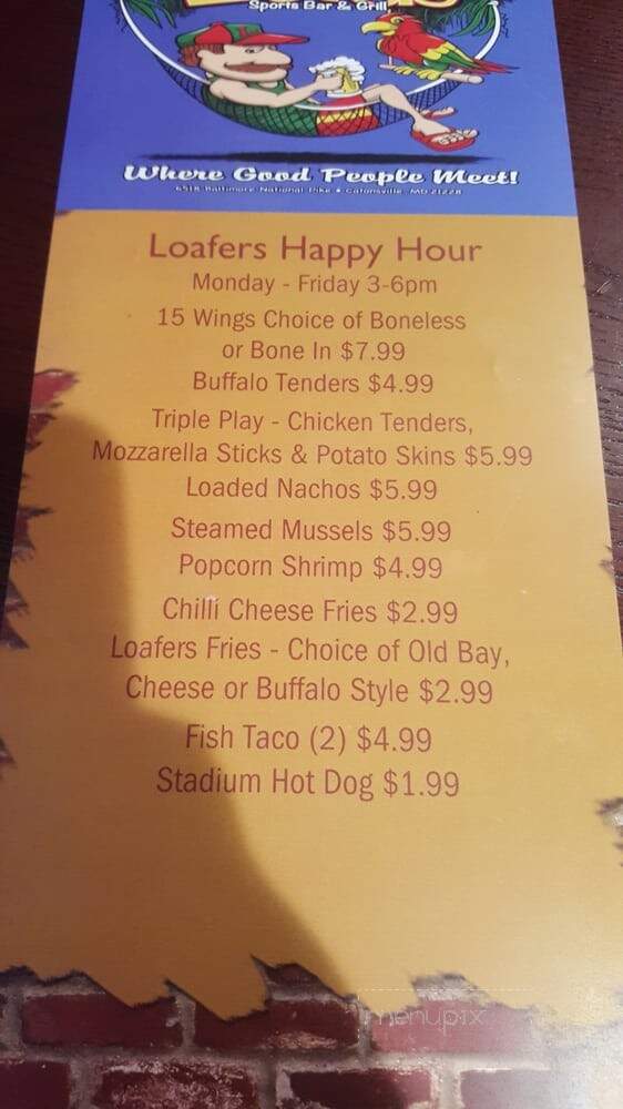 Loafers - Catonsville, MD menu_pic