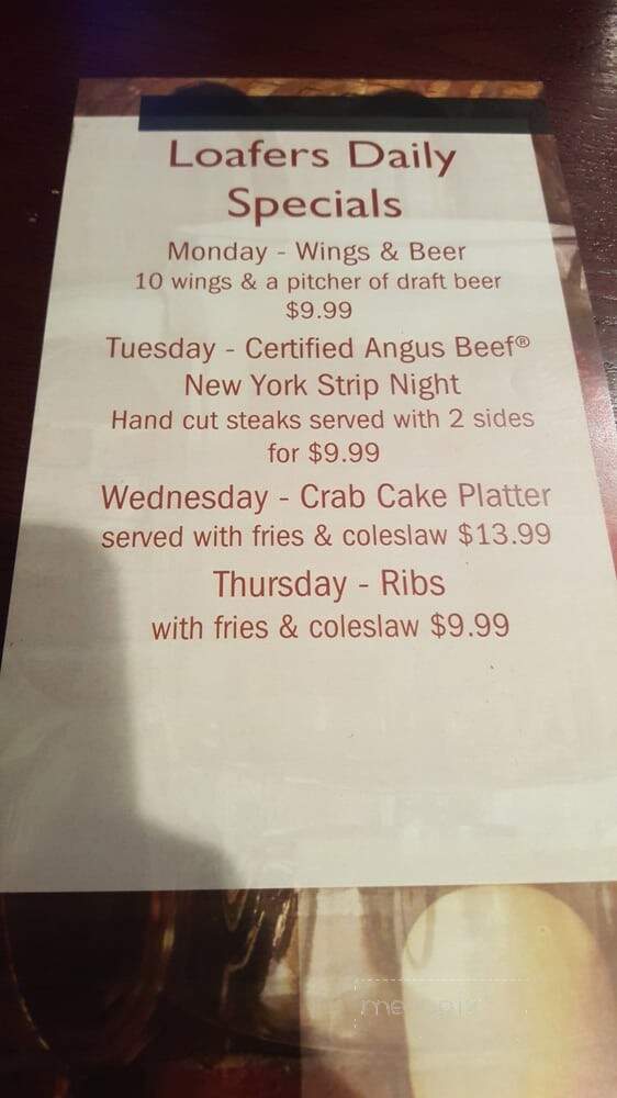 Loafers - Catonsville, MD menu_pic