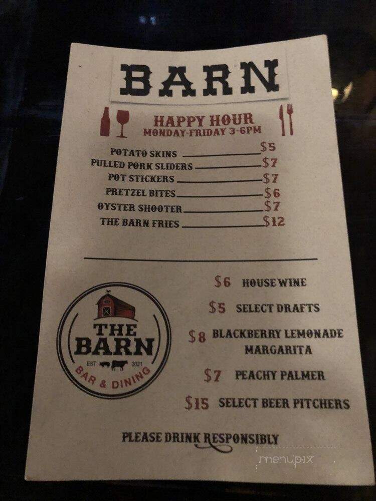 The Barn - Ramona, CA menu_pic
