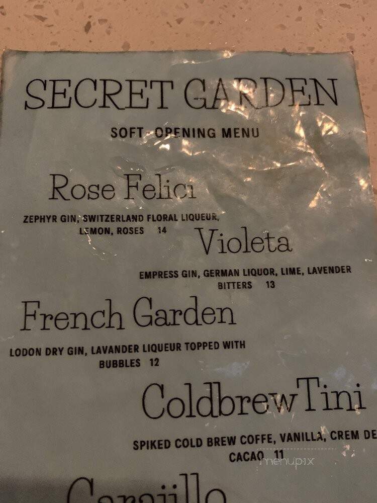 Secret Garden - Houston, TX menu_pic