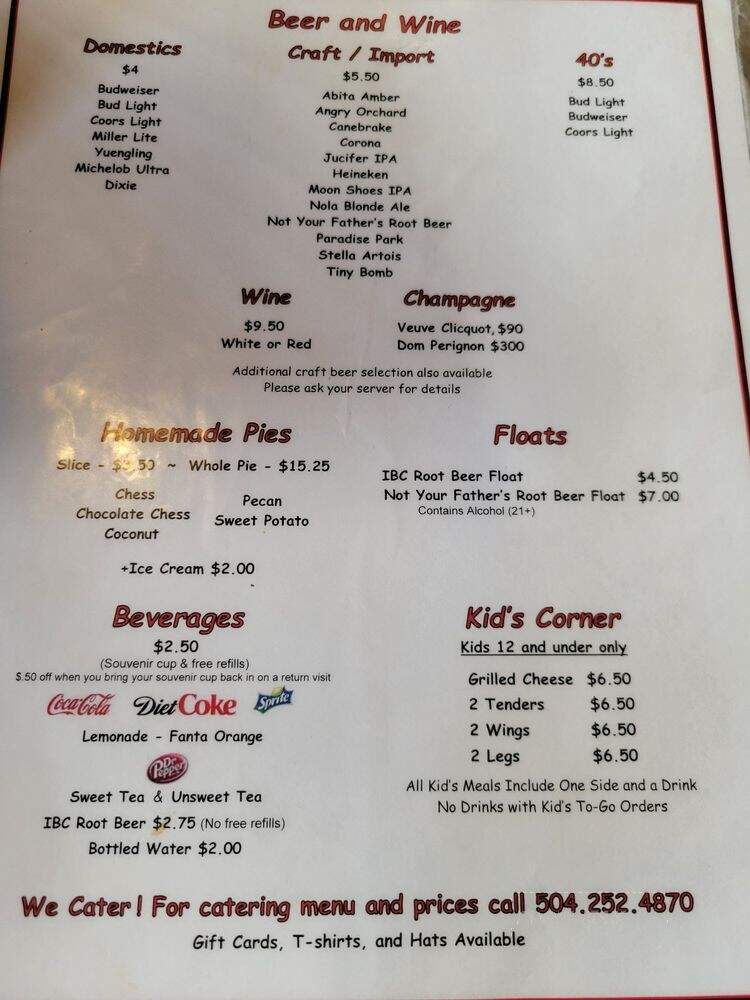 Gus's World Famous Fried Chicken - New Orleans, LA menu_pic