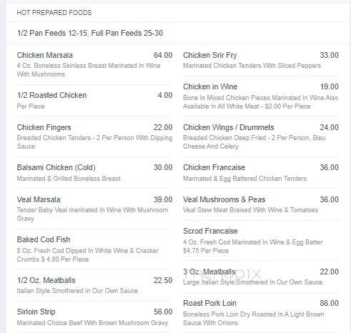 West Valley Inn - West Warwick, RI menu_pic