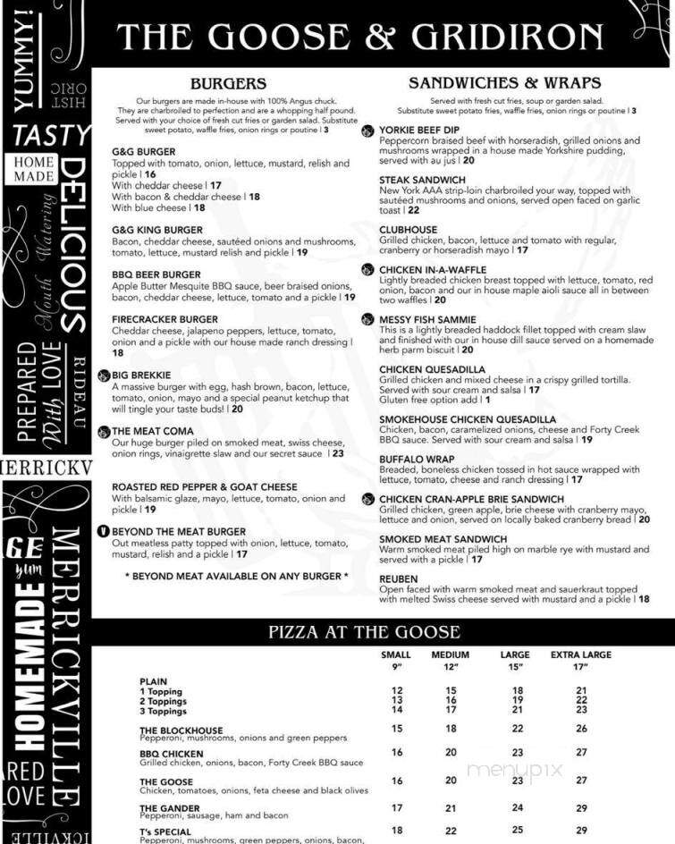 The Goose & Gridiron - Merrickville, ON menu_pic