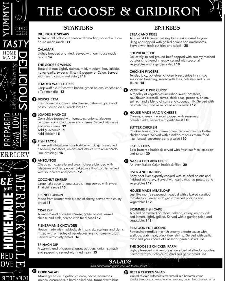 The Goose & Gridiron - Merrickville, ON menu_pic
