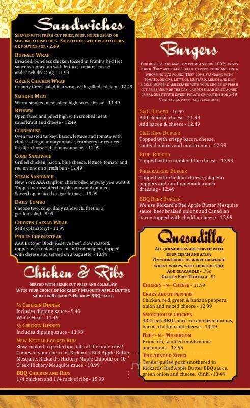 The Goose & Gridiron - Merrickville, ON menu_pic