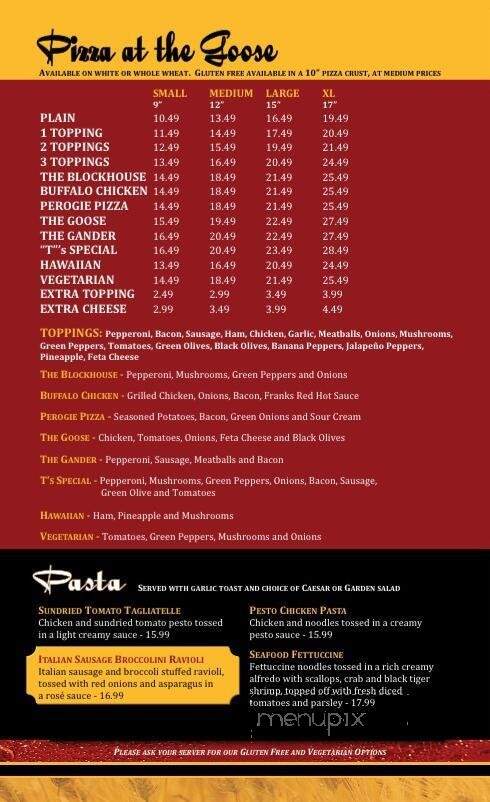 The Goose & Gridiron - Merrickville, ON menu_pic