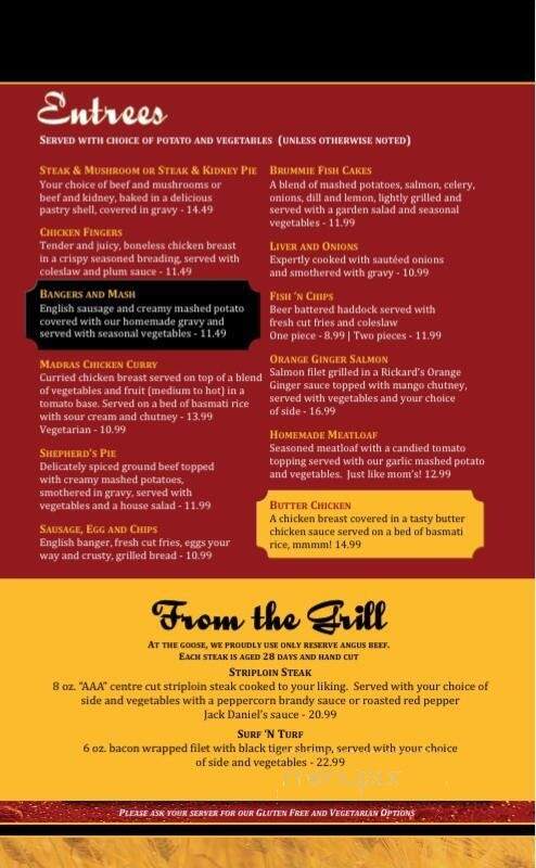 The Goose & Gridiron - Merrickville, ON menu_pic