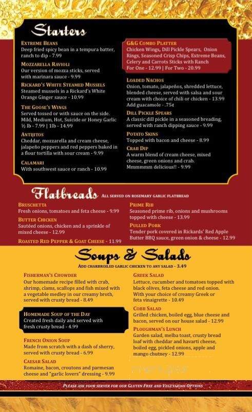The Goose & Gridiron - Merrickville, ON menu_pic