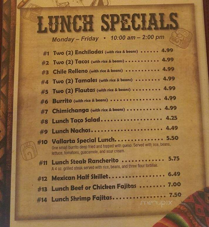 El Vallartas Mexican Restaurant - Cleveland, OK menu_pic