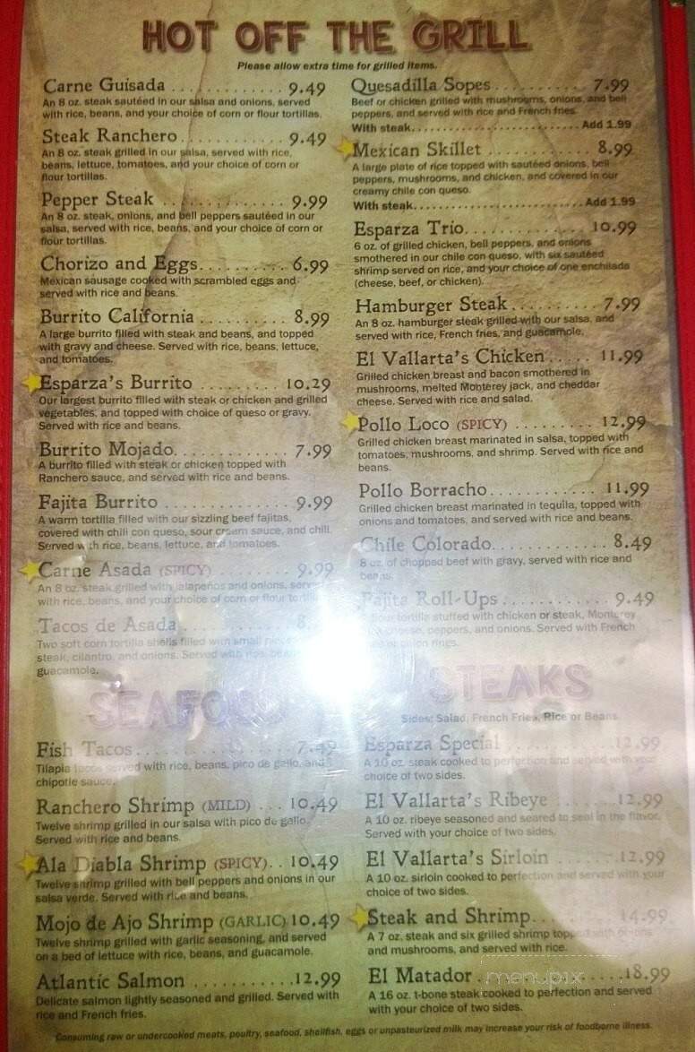 El Vallartas Mexican Restaurant - Cleveland, OK menu_pic